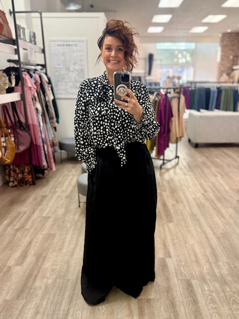 Dots Printed Blouse in Black