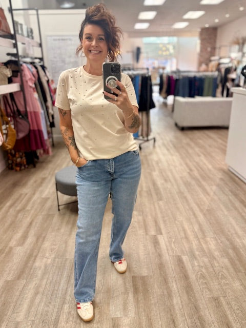Tamia Mid Rise Cropped Straight Jeans