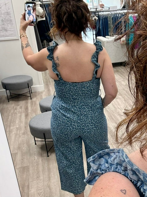 Blue Haven Jumpsuit in Leopard Denim