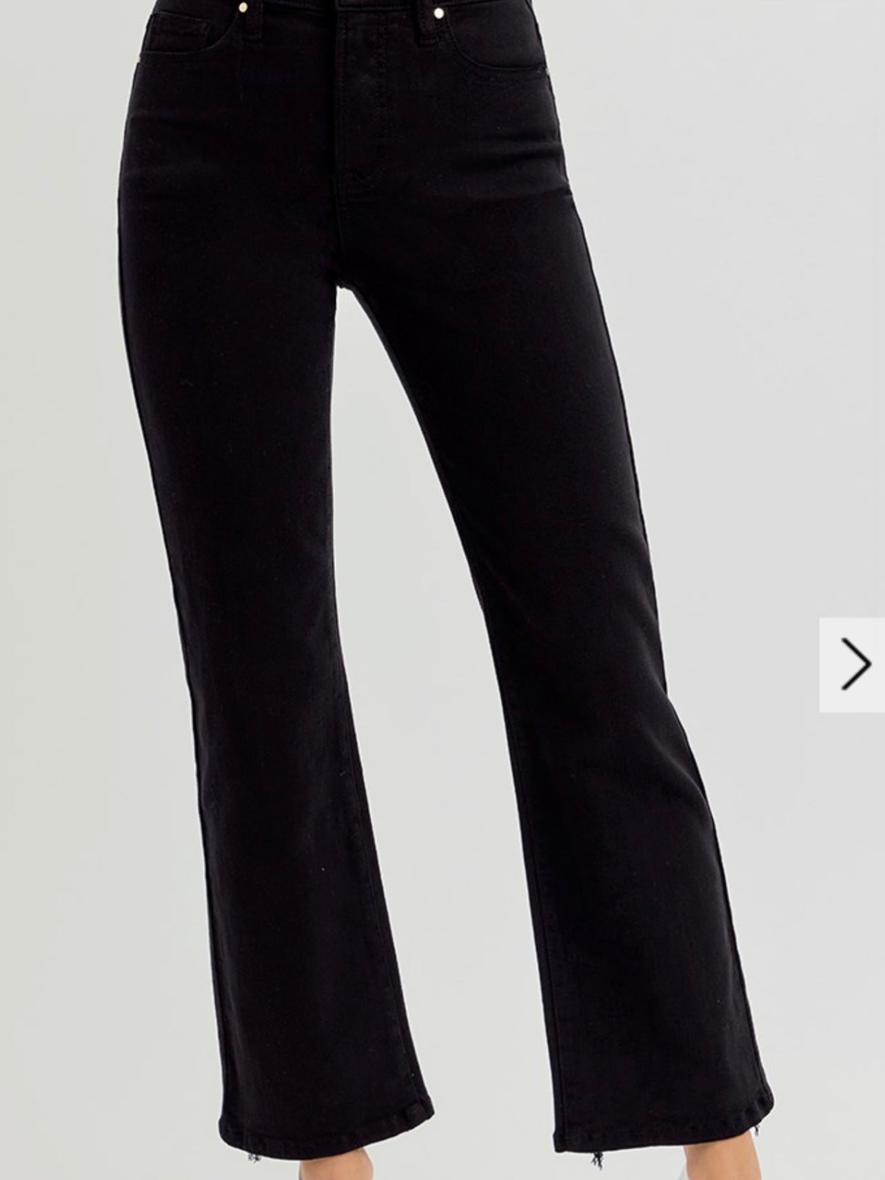 Tummy Control Elastic Band High Rise Crop Straight Jeans in Black