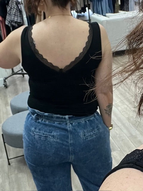 Lace Tank Top in Black