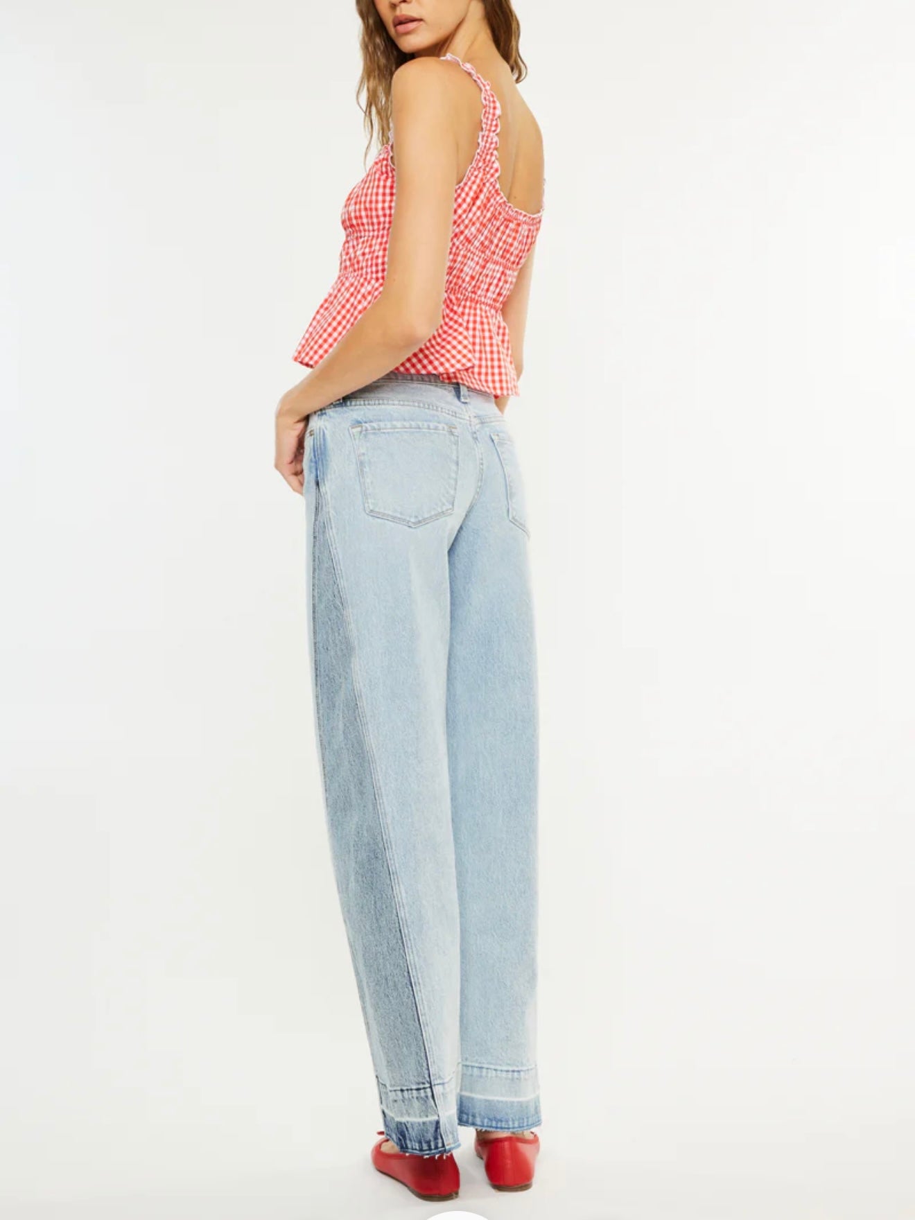 Carlise Mid Rise Colour Block Wide Leg Jeans