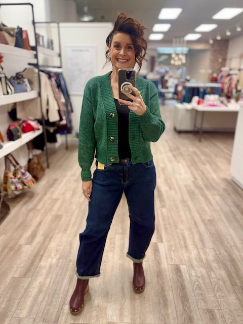 The Main Character Cardigan in Dark Green