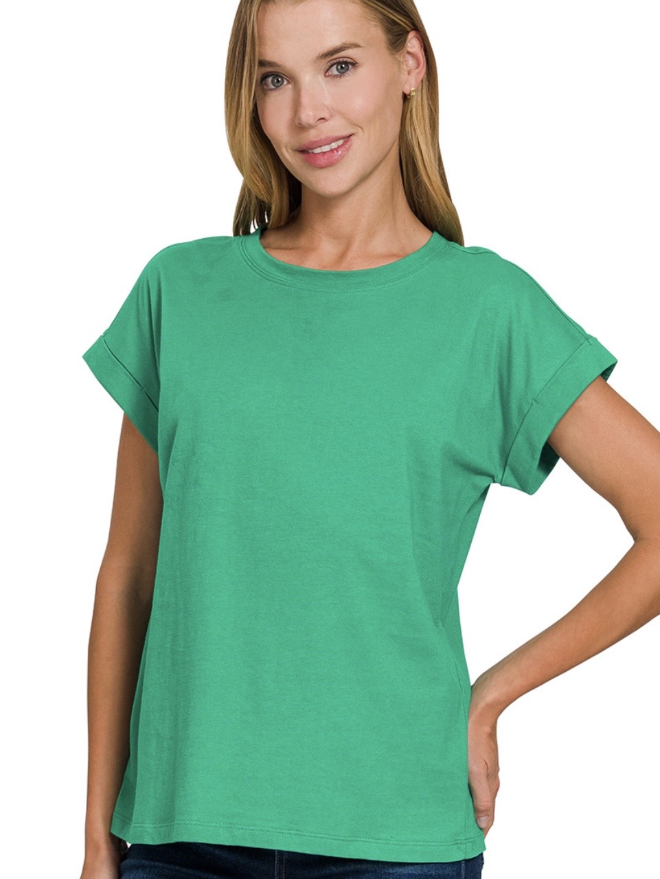 Rocky Rolled Up Sleeve in Kelly Green