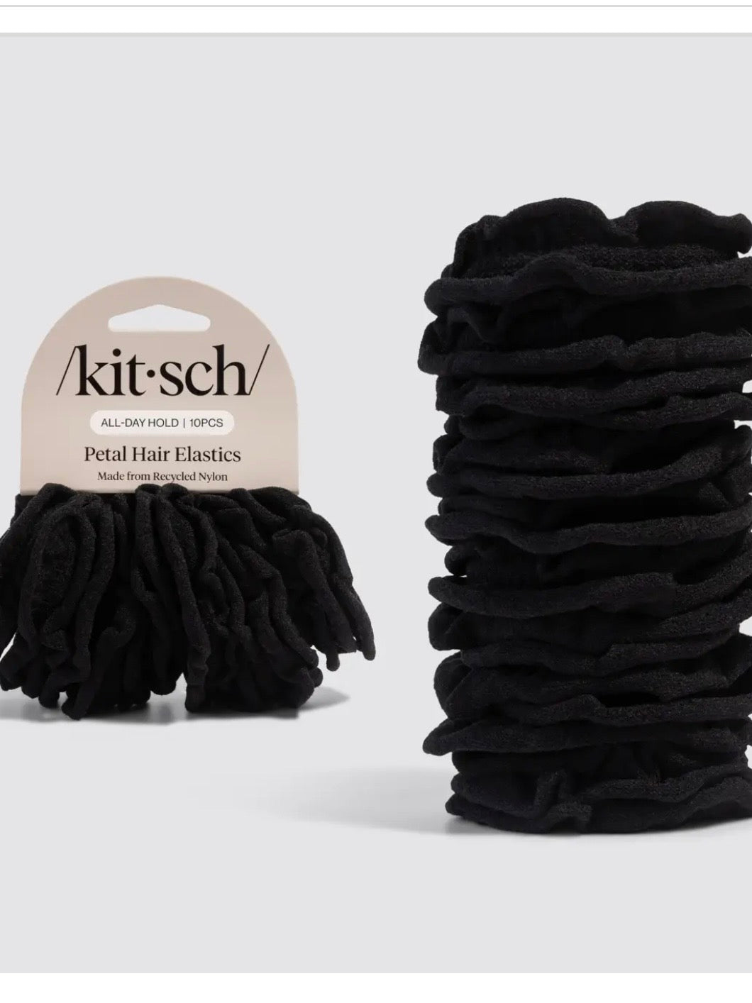 Kitsch Petal Hair Elastics 10 Pcs in Black
