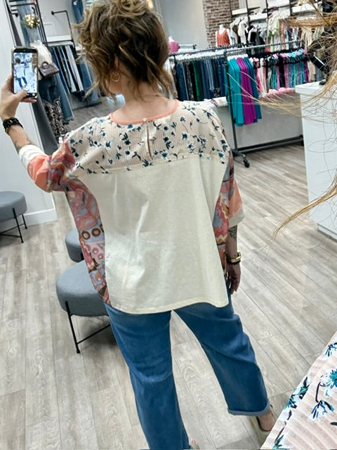 Kaleidoscope Bloom Top in Natural