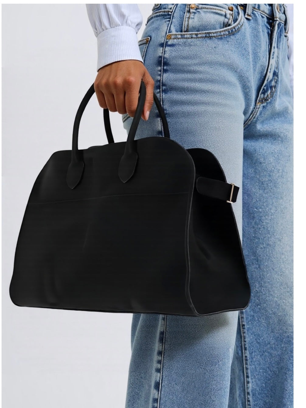Suede Nubuck Tote Bag in Black