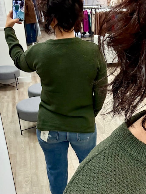 Henley Sweater in Dark Olive