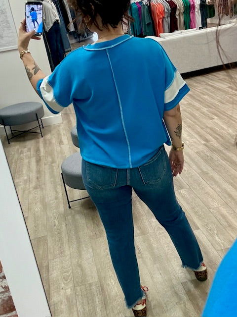 Colour Block Shirt in Deep Sky