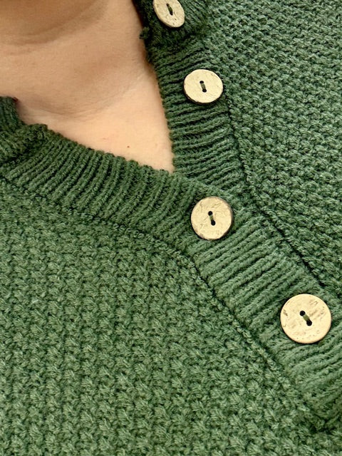 Henley Sweater in Dark Olive