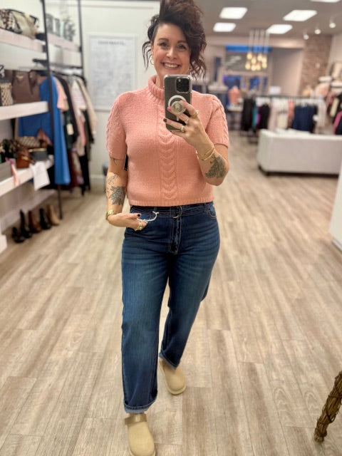 Sharee Short Sleeve Sweater in Rose Cloud