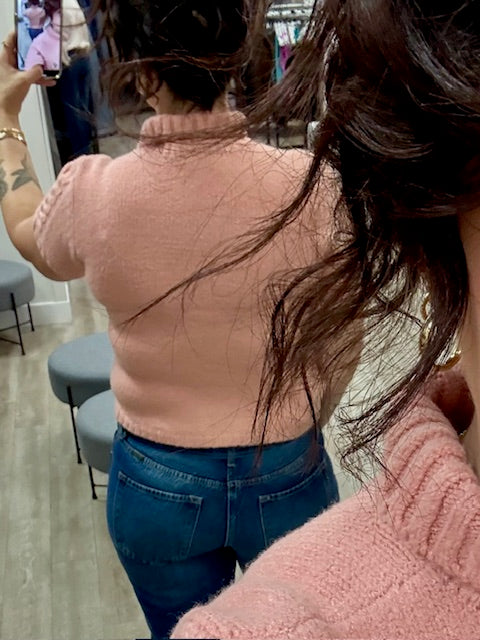 Sharee Short Sleeve Sweater in Rose Cloud