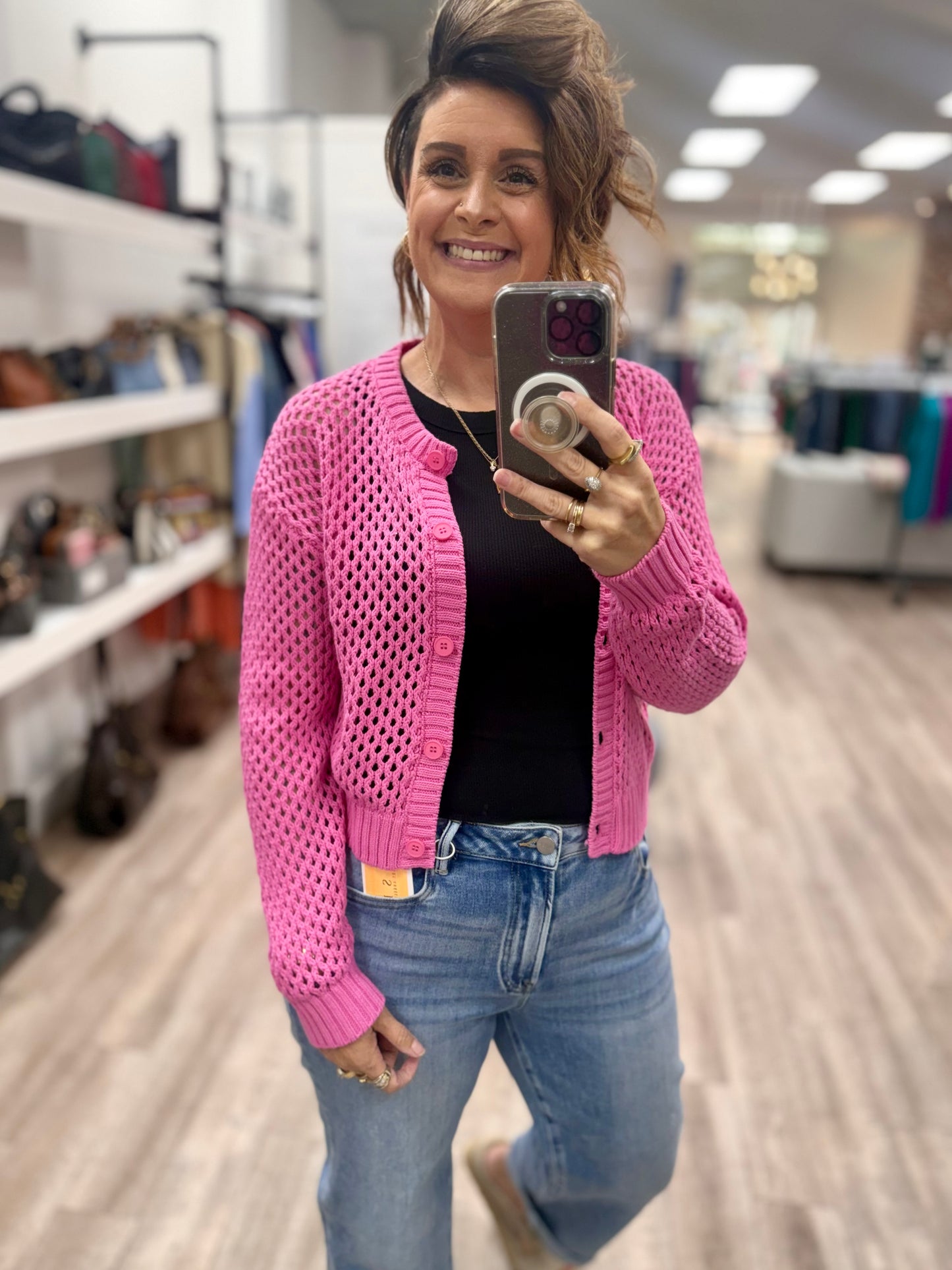 The Sunday Social Cardigan in Candy Pink