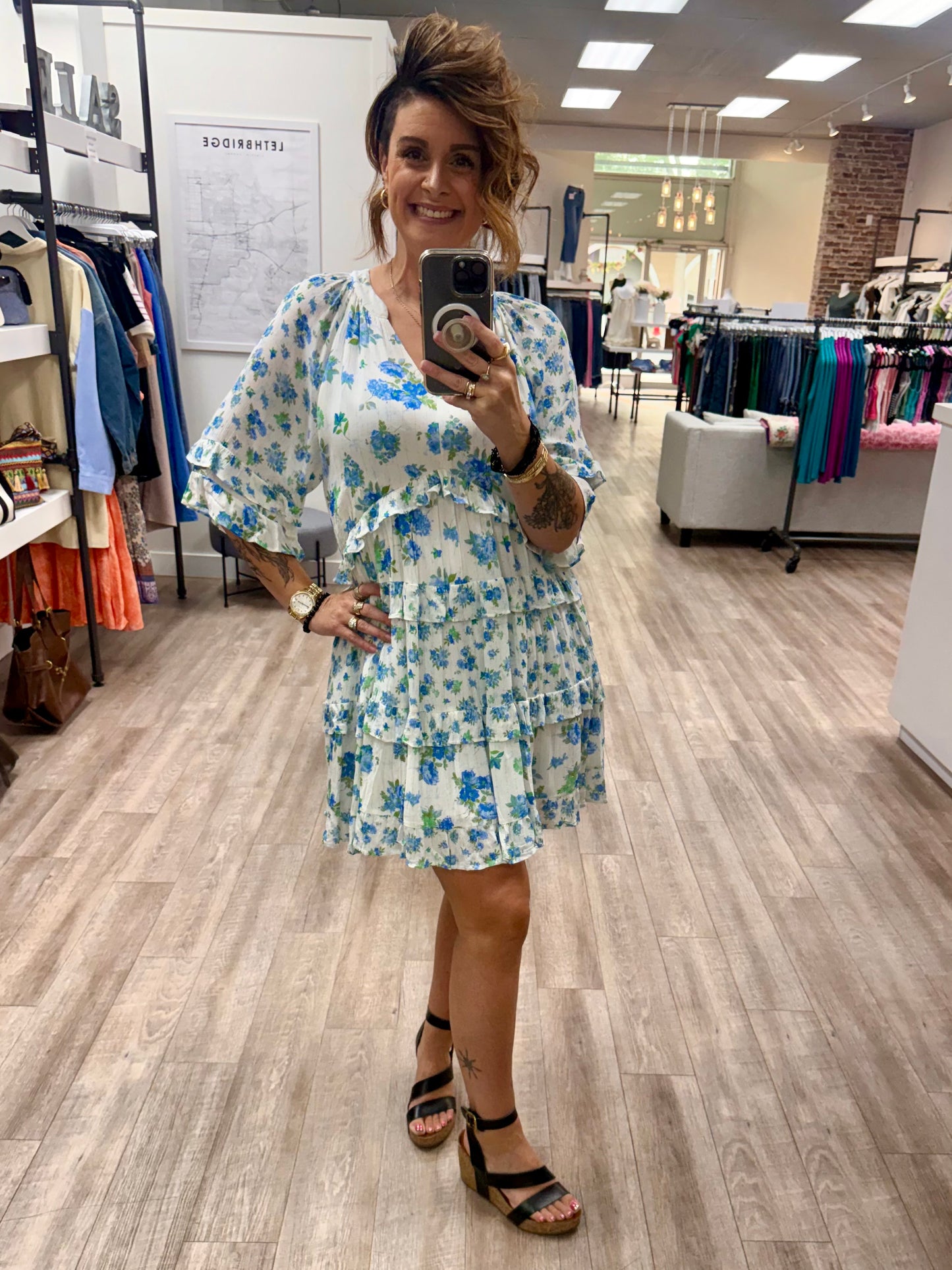 Bluebell Breeze Dress in Blue White