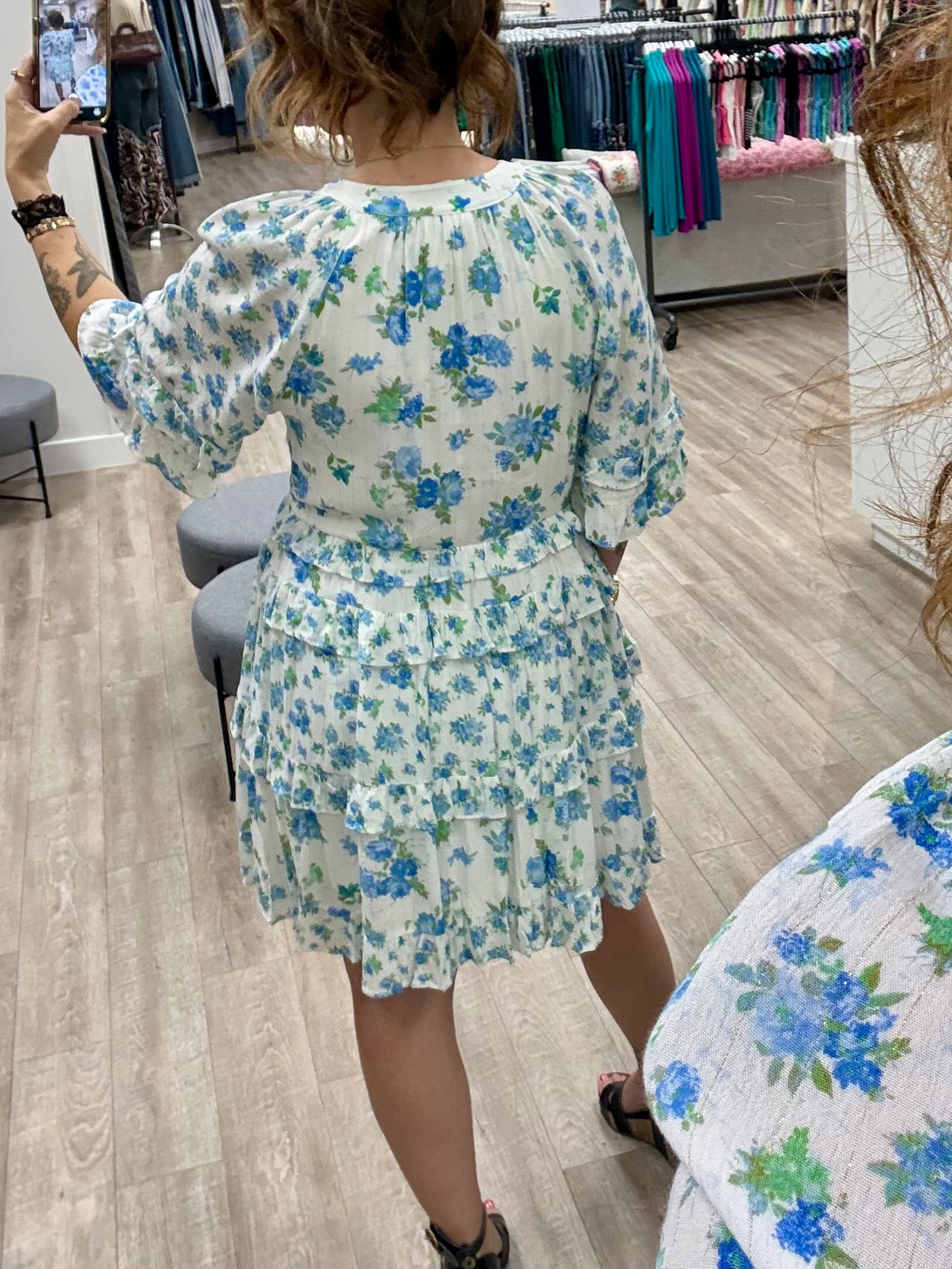 Bluebell Breeze Dress in Blue White