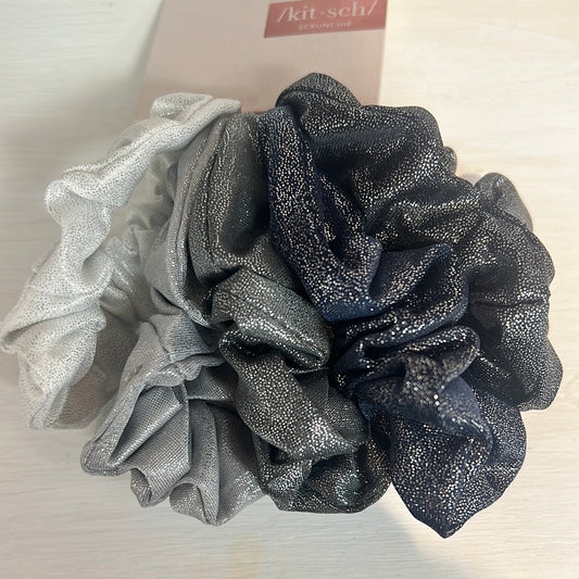 Metallic Scrunchies in Black/Grey