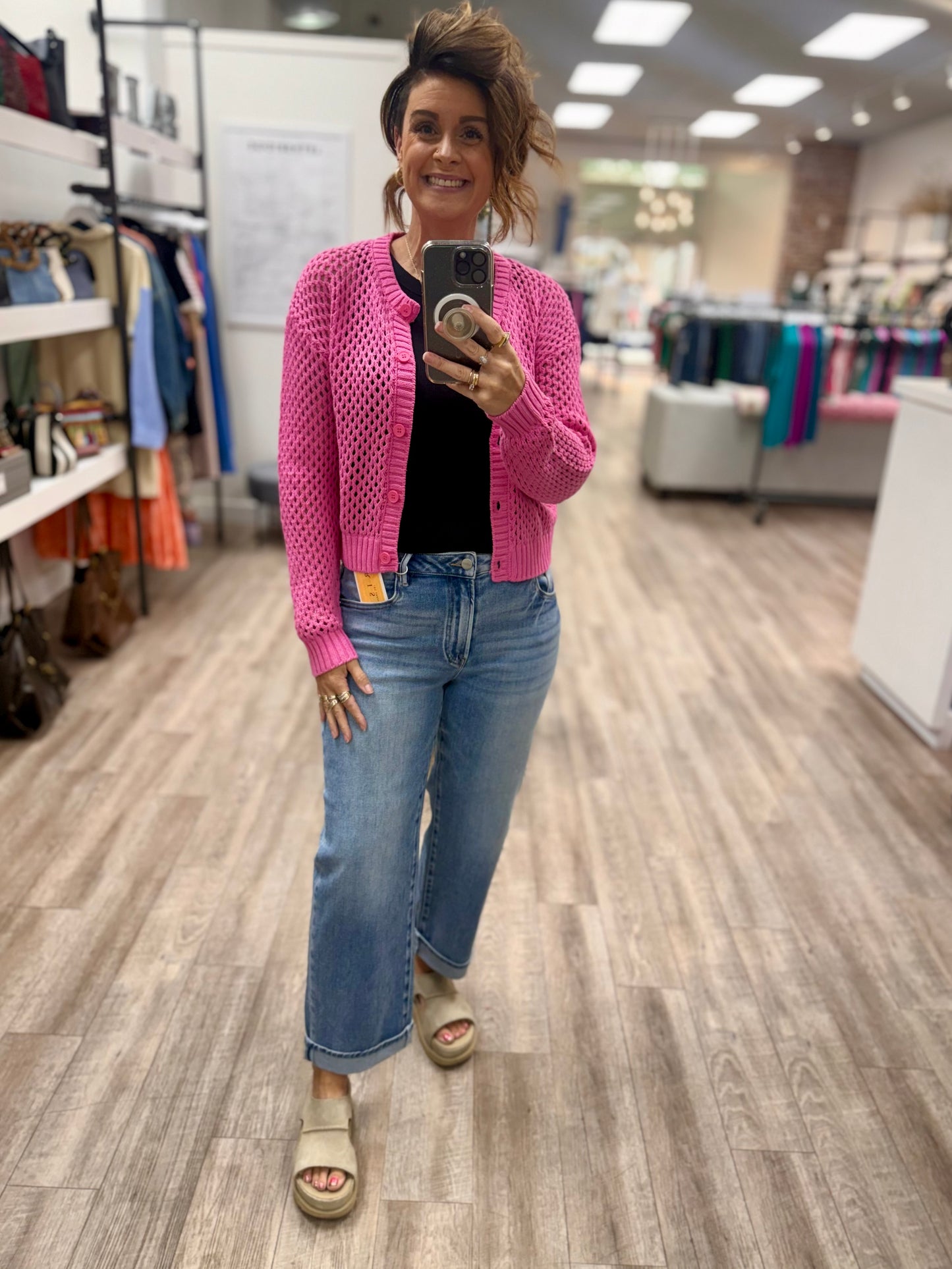 The Sunday Social Cardigan in Candy Pink