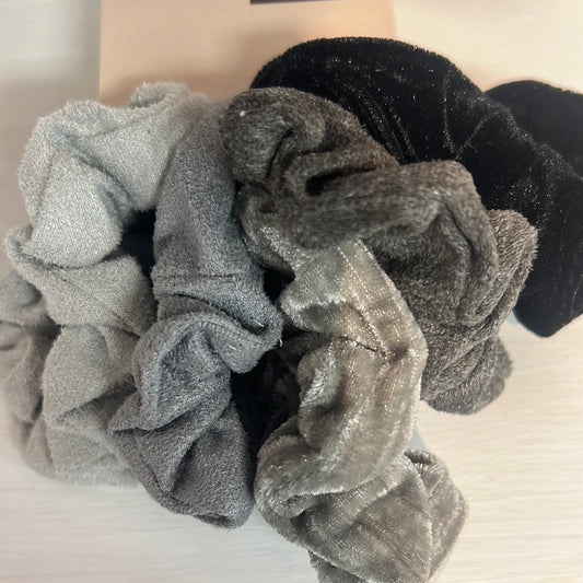 Velvet Scrunchies-Black/Gray