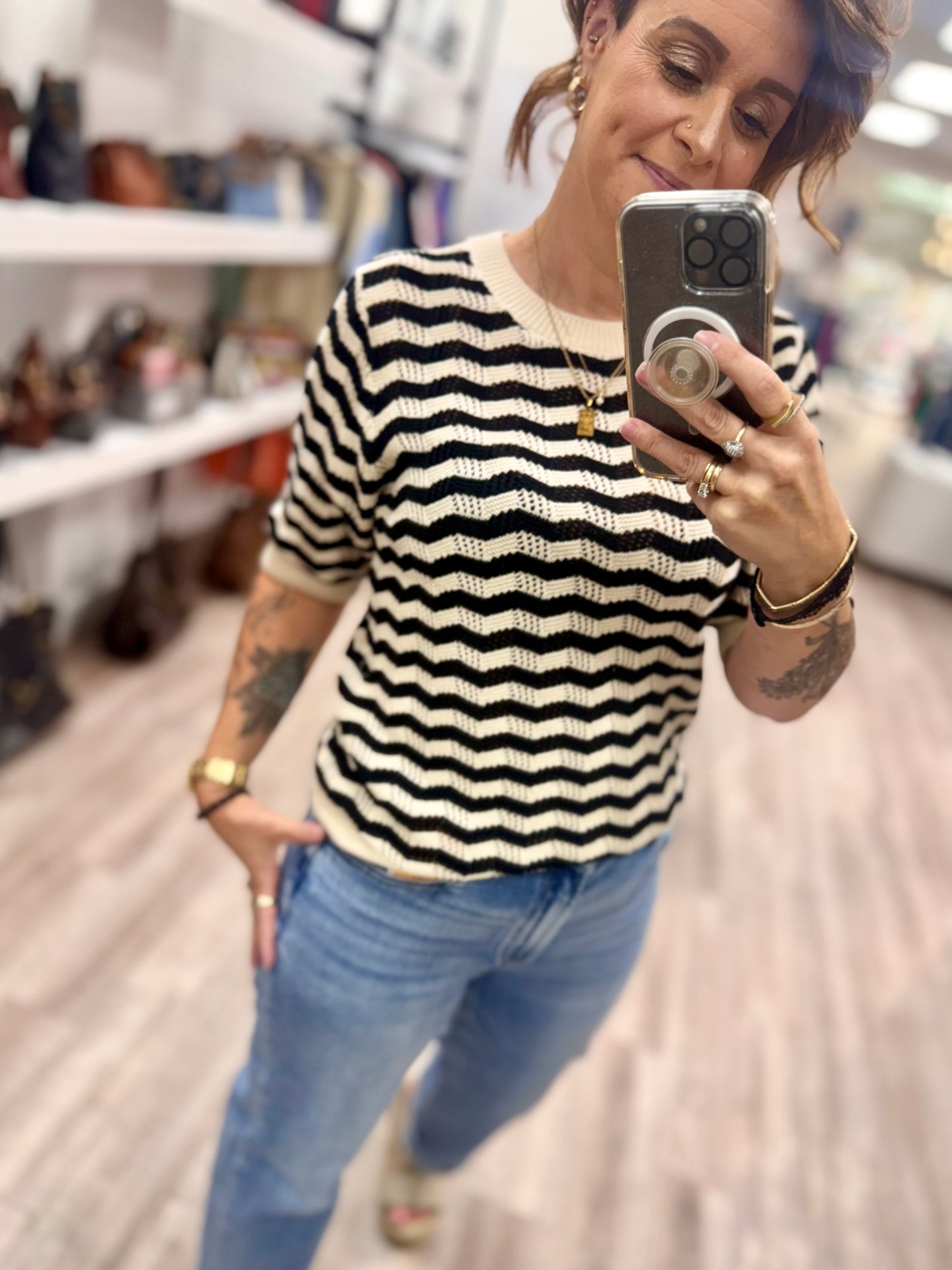 The Midtown Stripe Knit in Whitecap