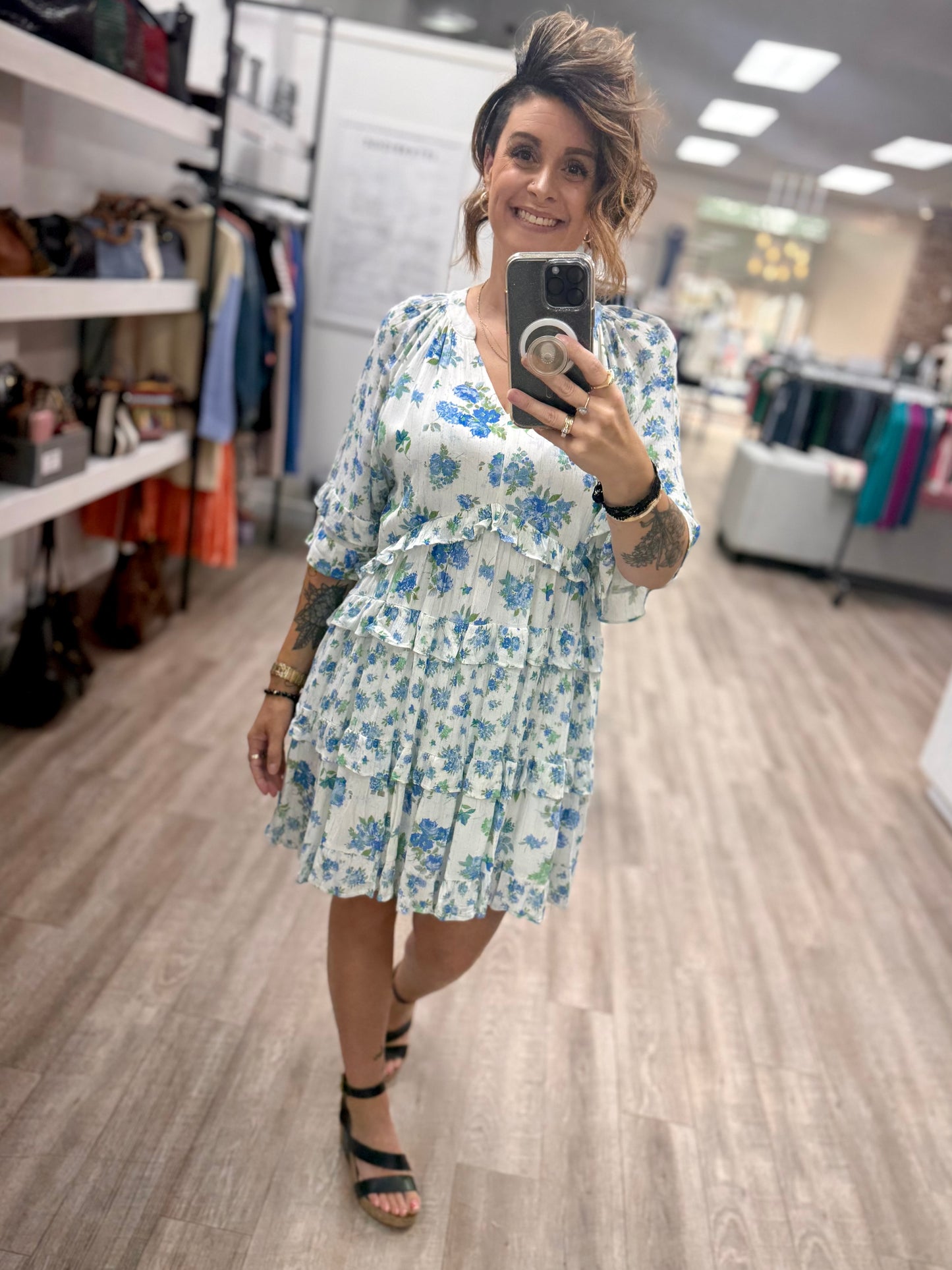 Bluebell Breeze Dress in Blue White