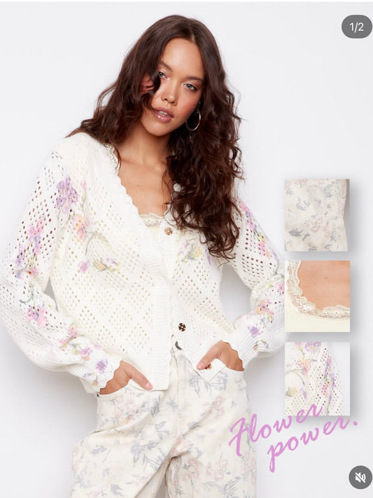 The Wildflower Romance Cardi in Oatmeal