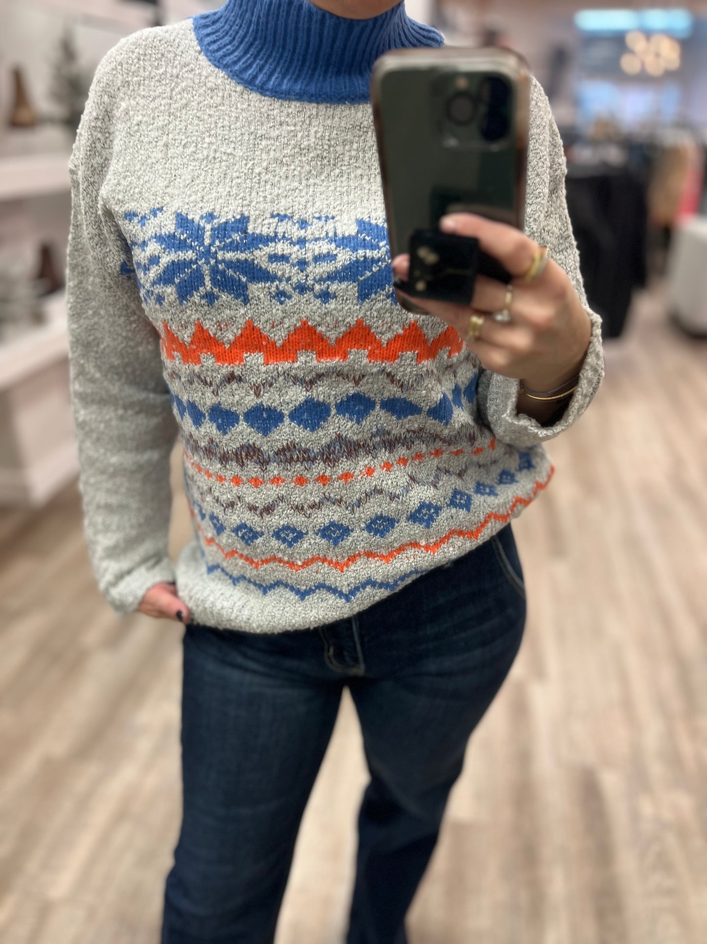 Snowflake Sweater in Heather Grey