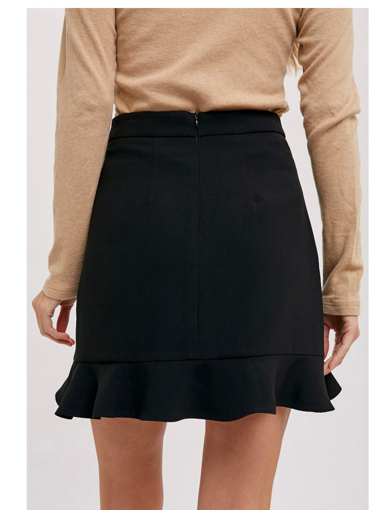 Ruffle Hem Mini Skirt in Black