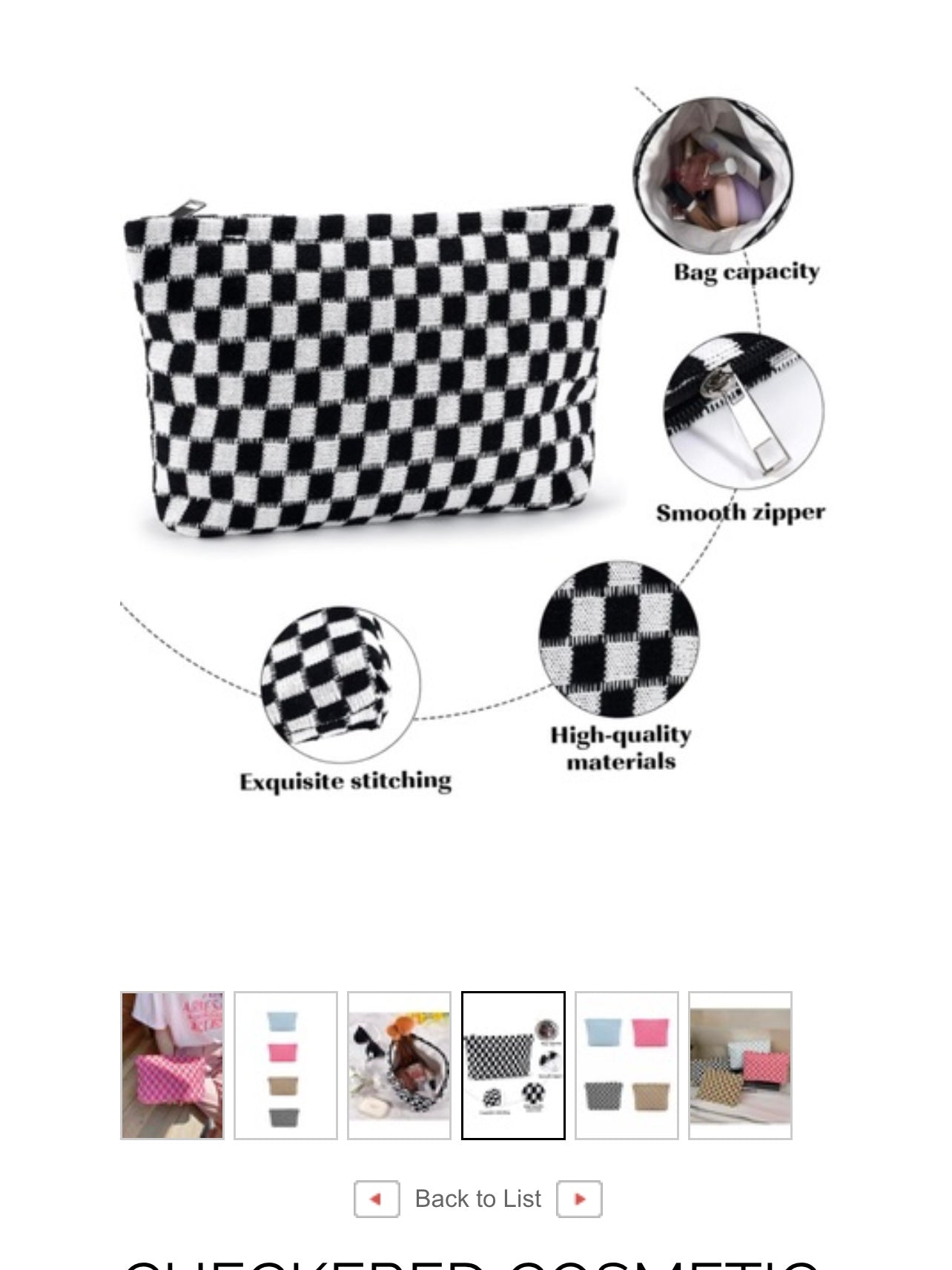 Checkered Cosmetic Makeup Clutches