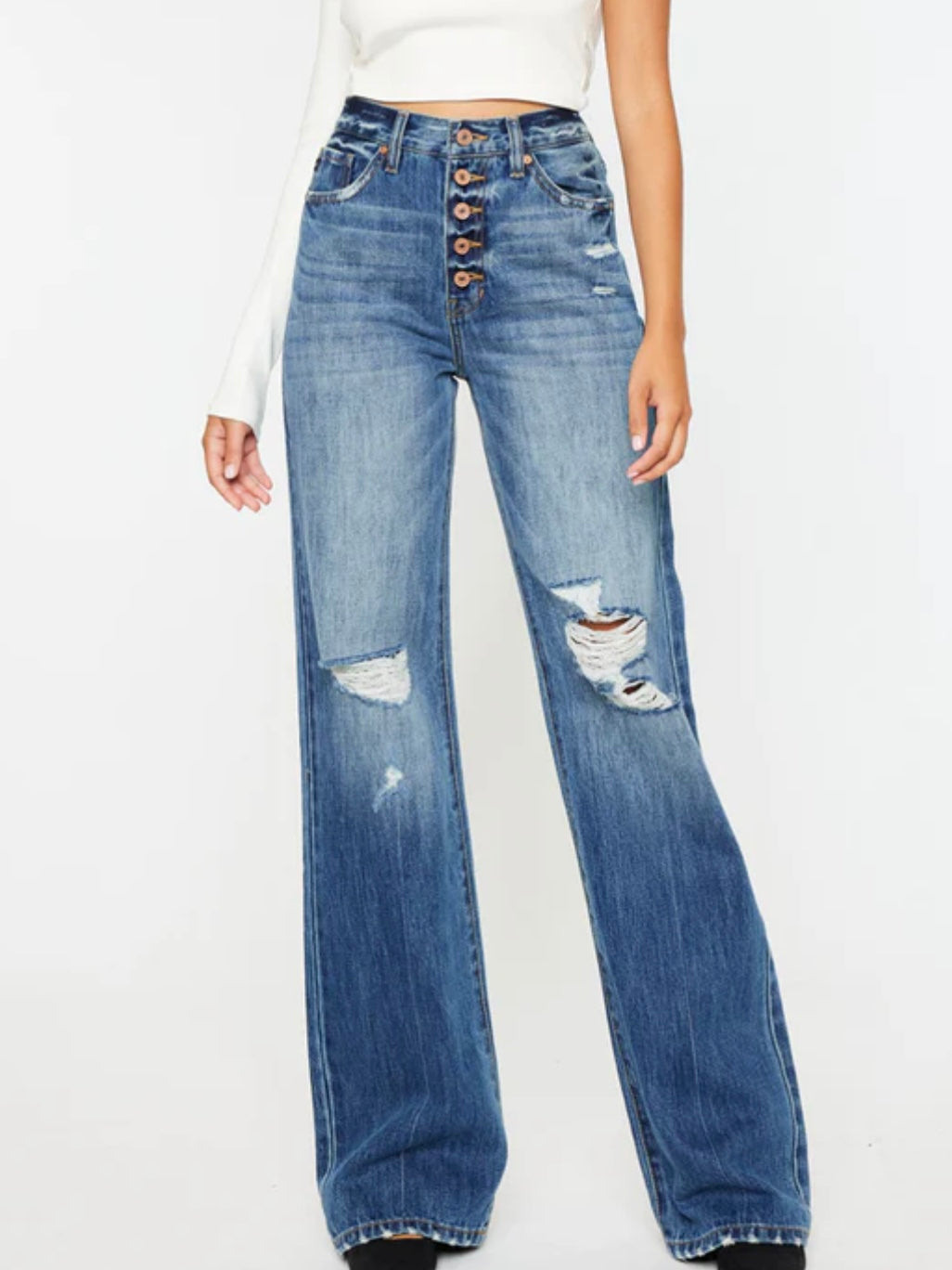 Kancan Ariena Ultra High Rise 90's Flare in Medium Wash