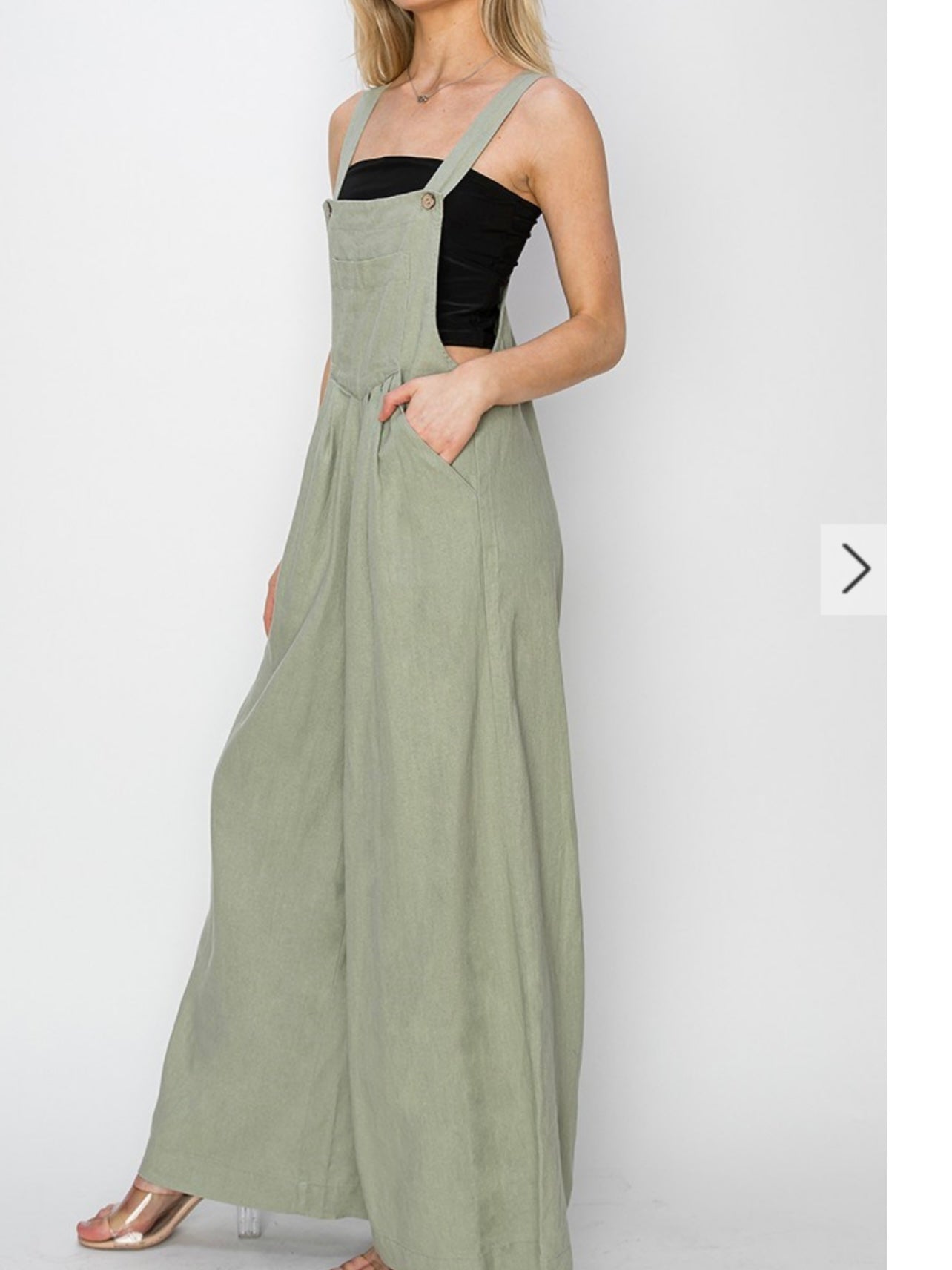 Linen Wide Leg Overalls in Taupe
