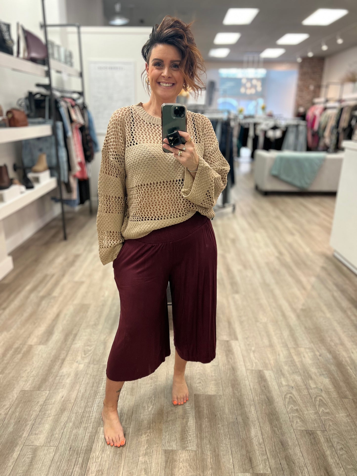 Wide Leg Pants in Deep Plum