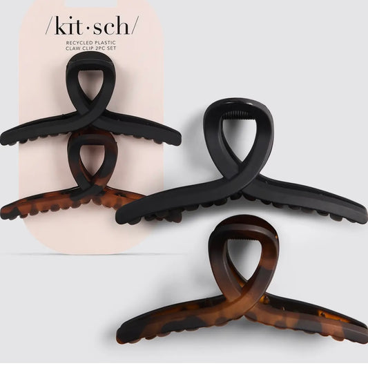 Kitsch Large Loop Claw Clips 2pc-Black and Tort