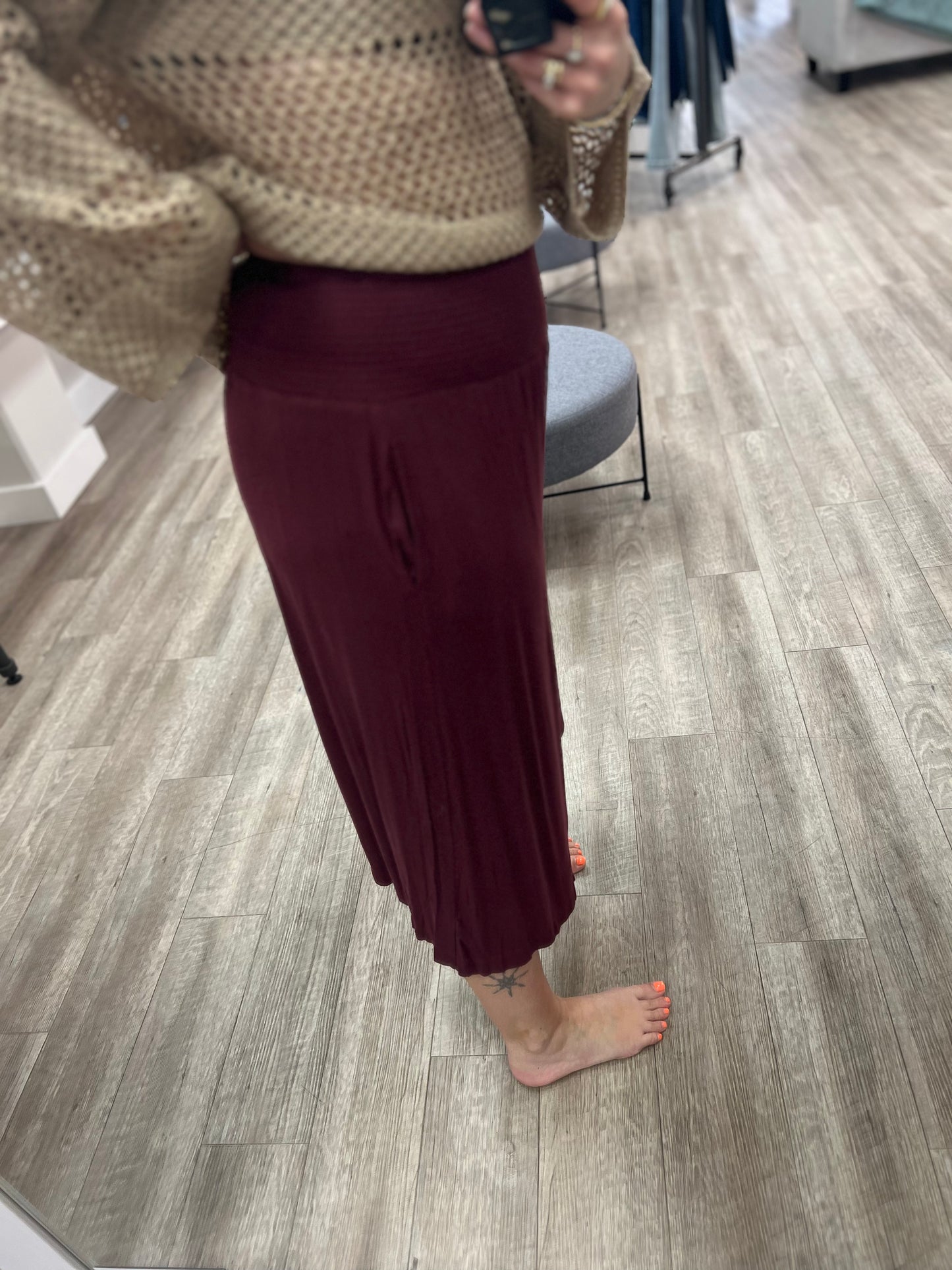 Wide Leg Pants in Deep Plum