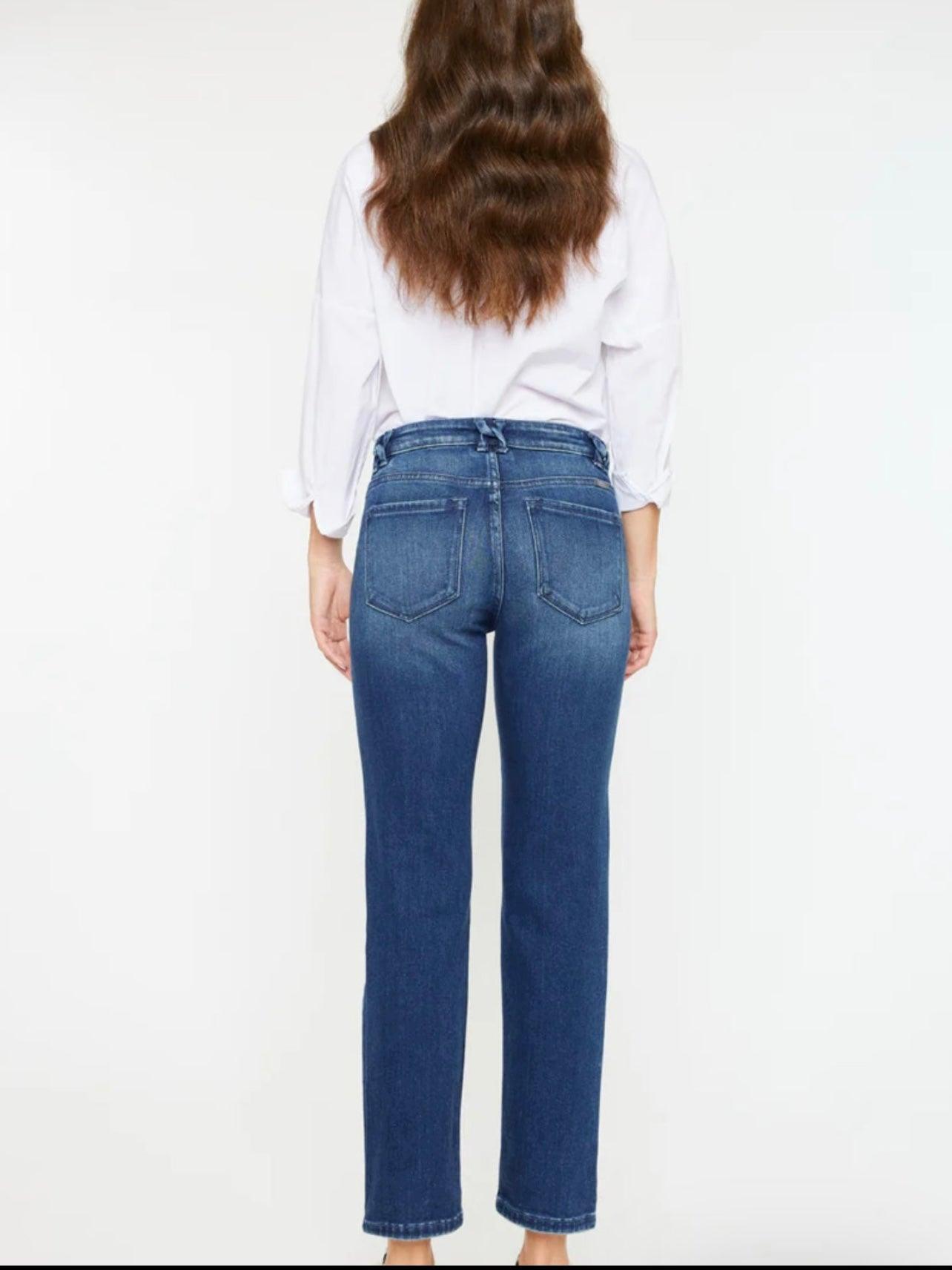 Kancan Dolores Mid Rise Slim Straight in Dark