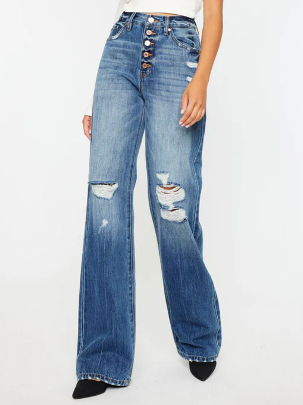 Kancan Ariena Ultra High Rise 90's Flare in Medium Wash