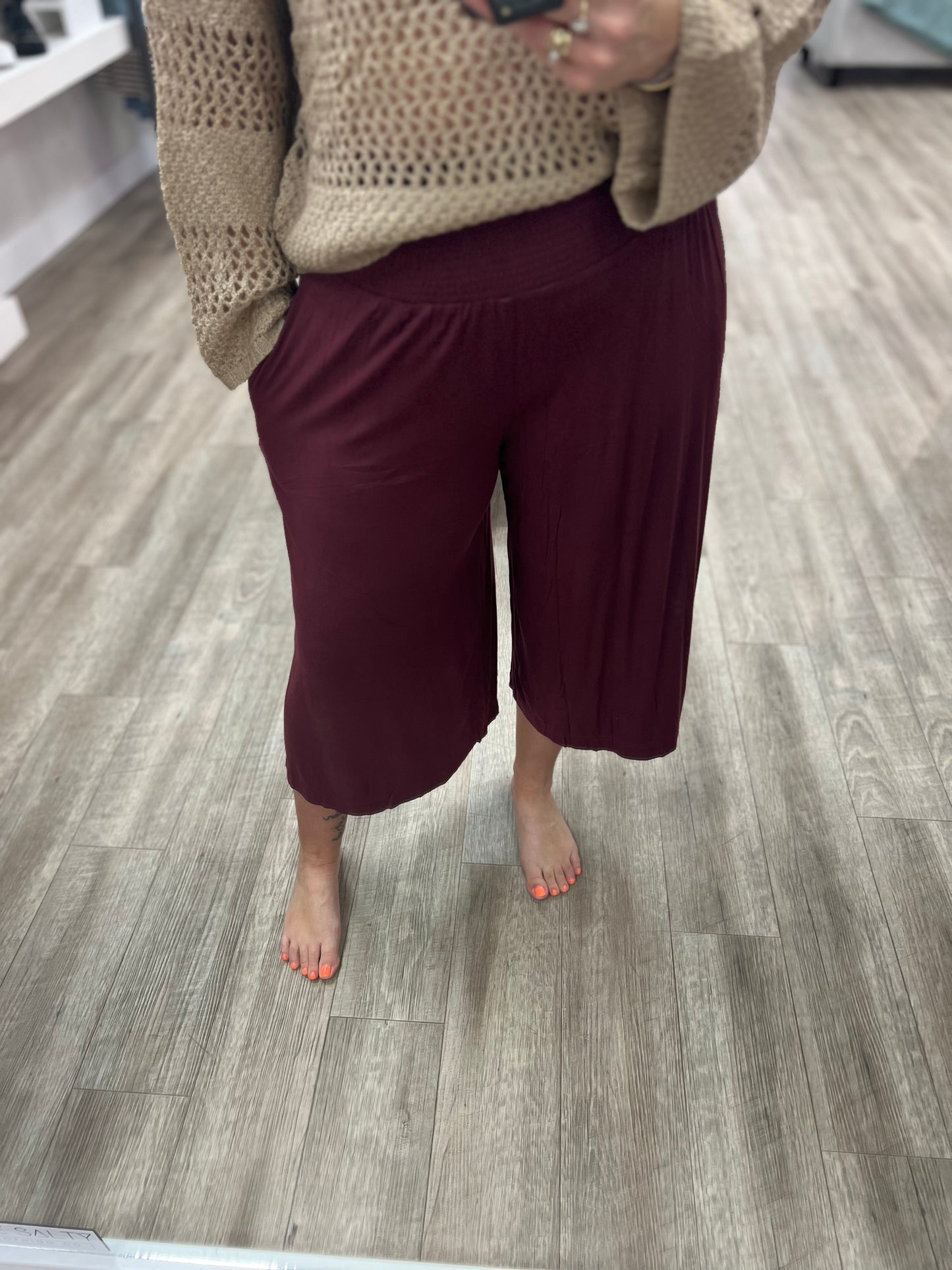 Wide Leg Pants in Deep Plum