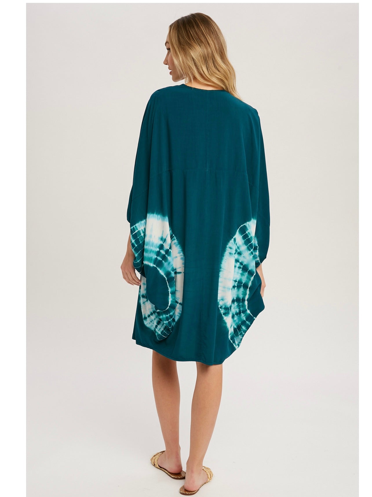 Tie Dye Dolman Kimono in Peacock