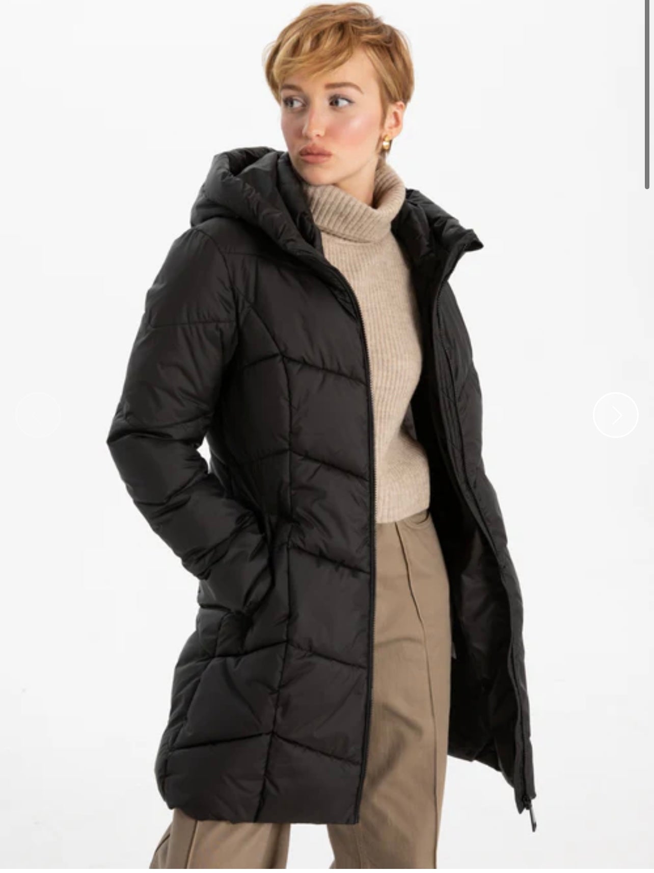 Point Zero Classic Long Puffer Jacket in Black