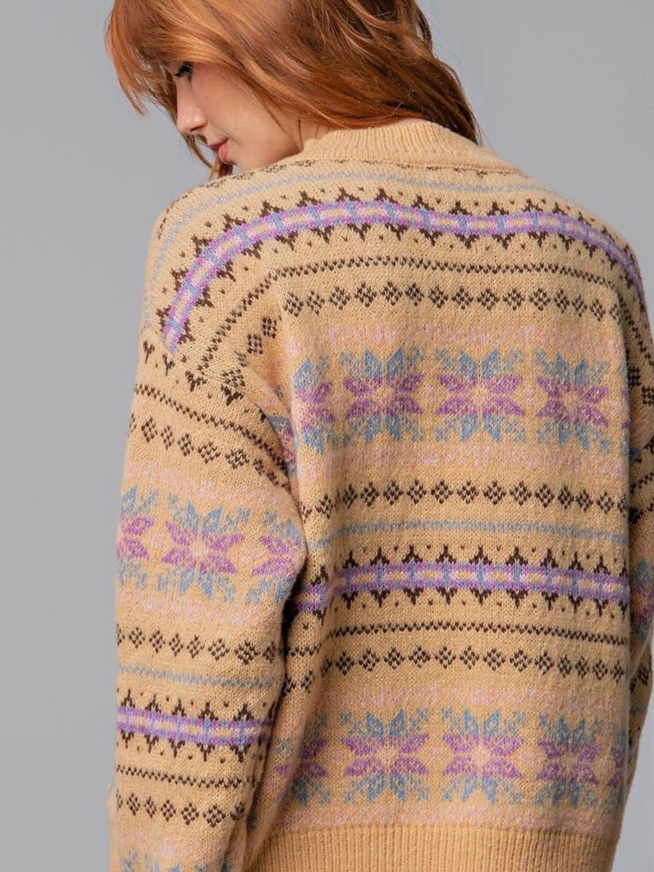 Boho Patterned Sweater in Butter