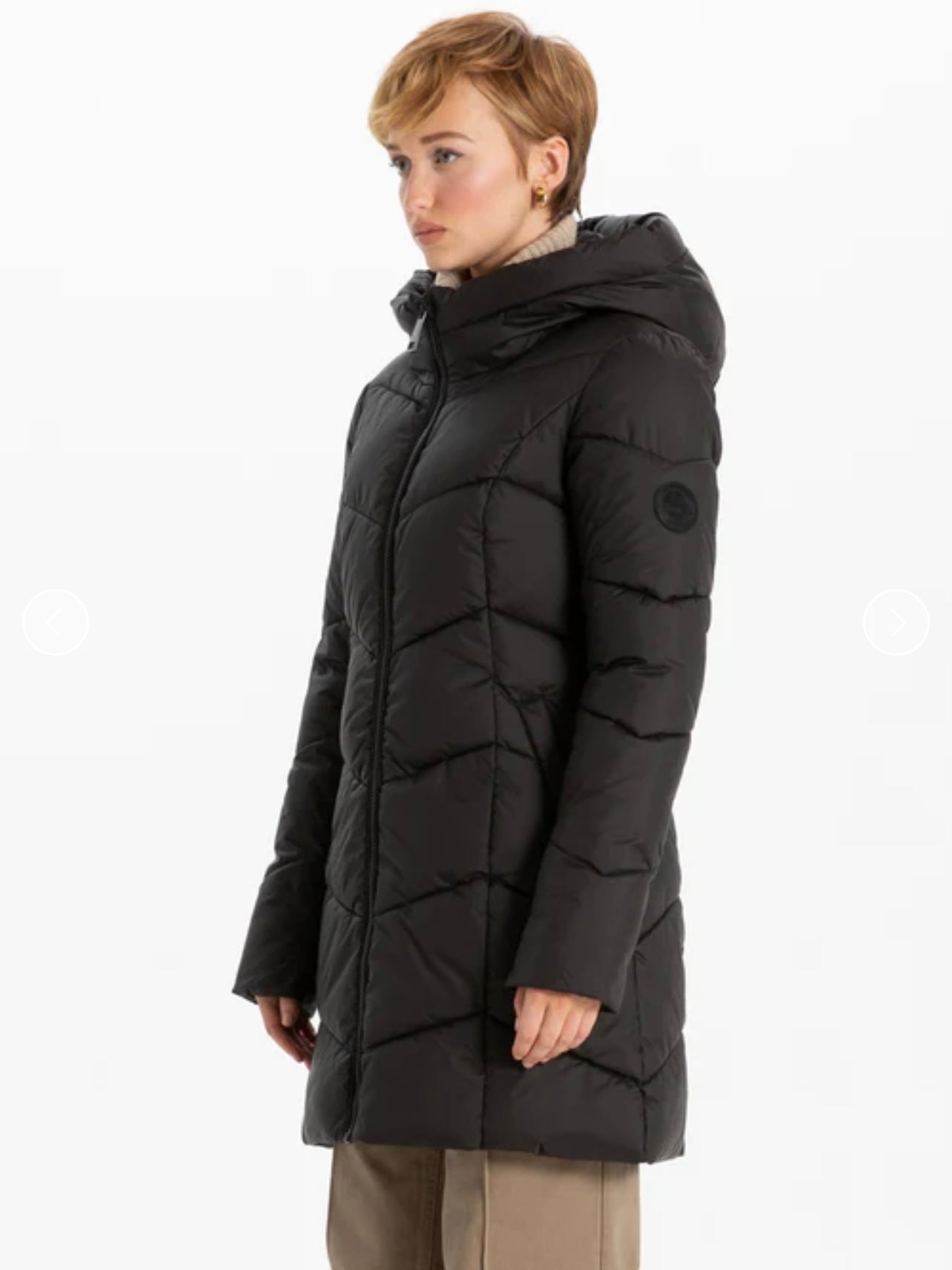 Point Zero Classic Long Puffer Jacket in Black