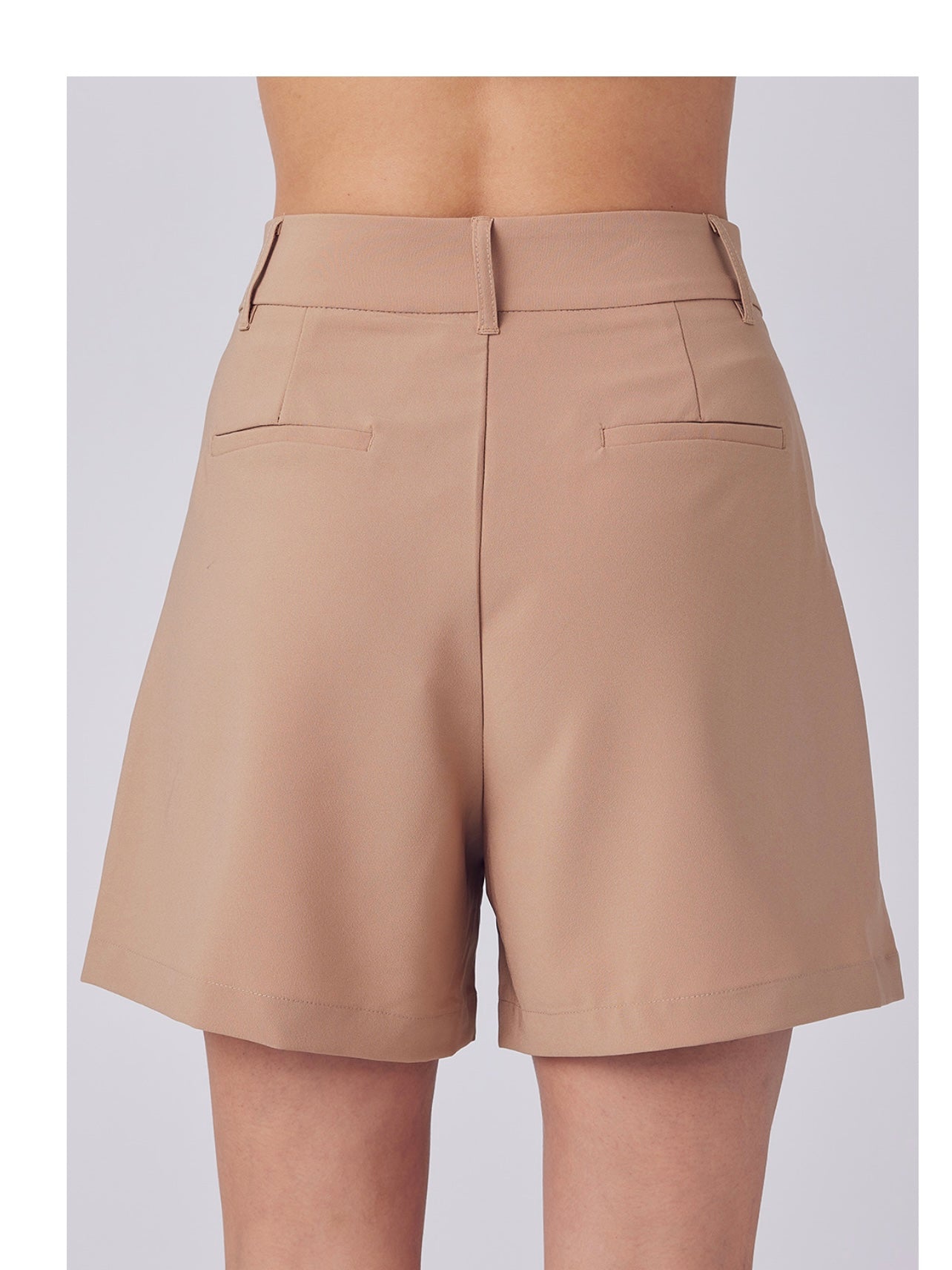 Classic Double Pleated Shorts in Taupe