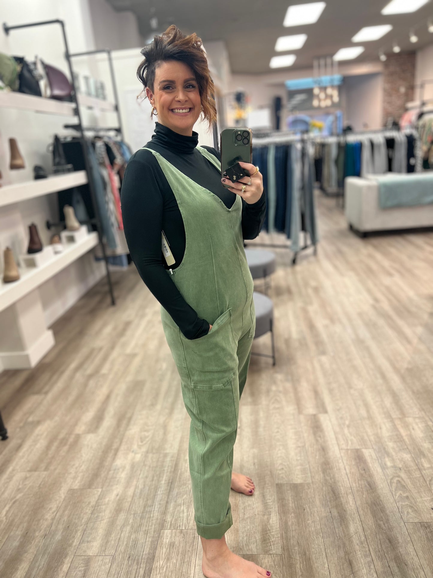 Baggy Jumpsuit With Pockets in Olive