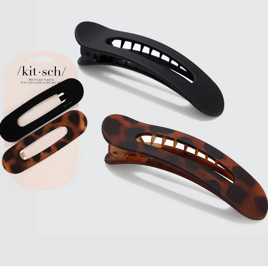 Kitsch Flat Lay Claw Clip 2pc in Black and Torte