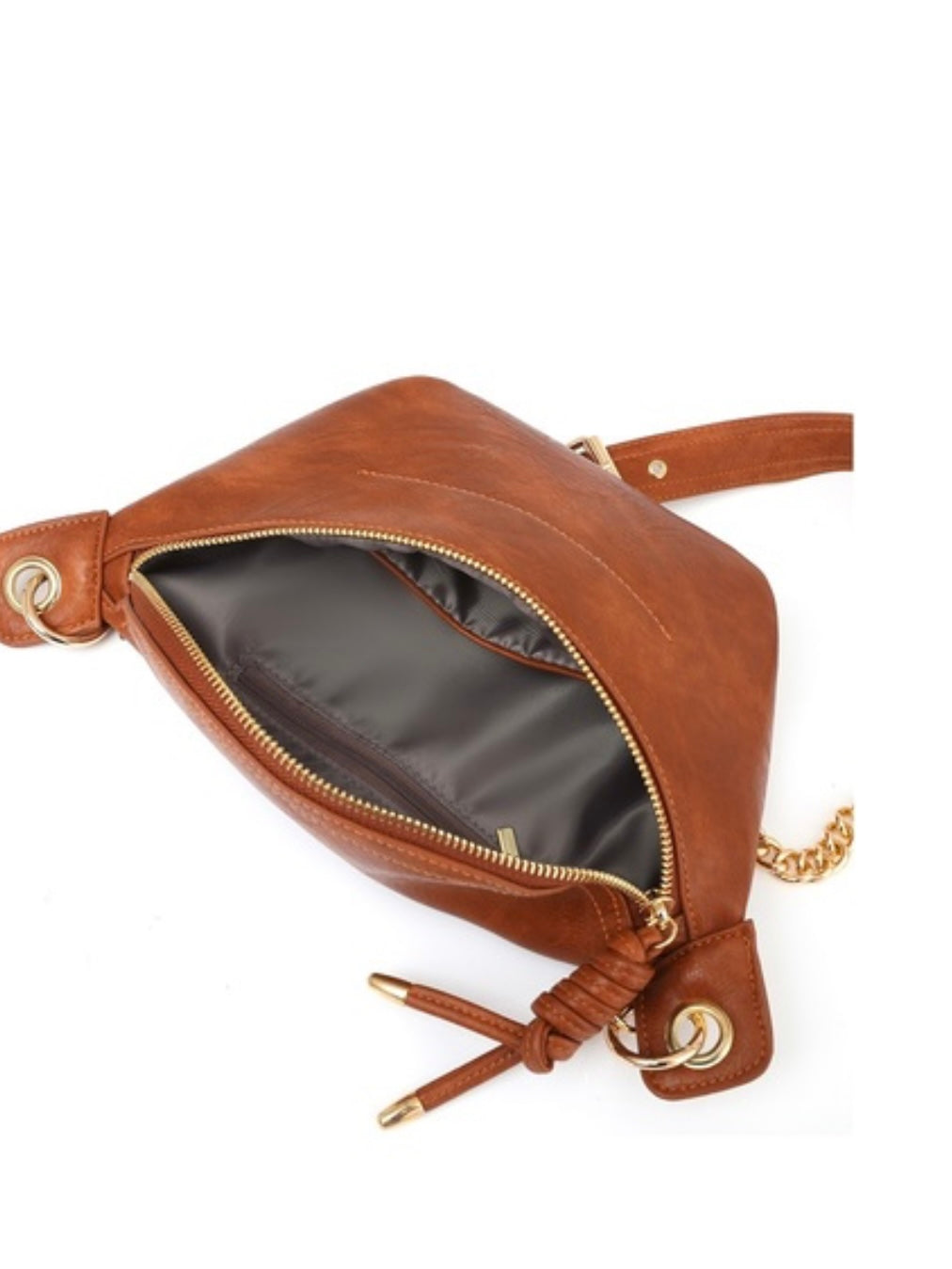 Vegan Leather Convertible Sling Belt Bum Bag in Camel