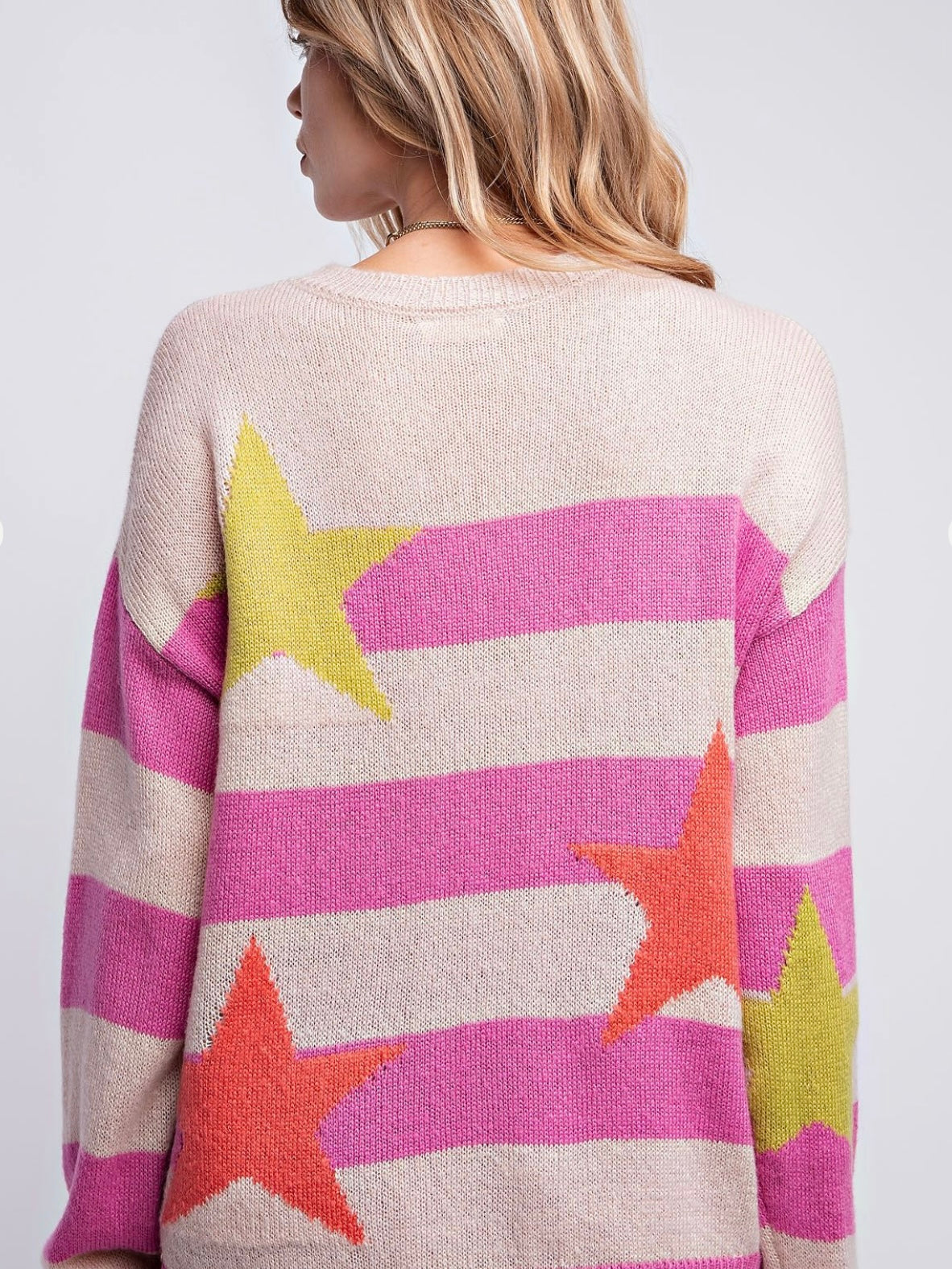 Colour Blocked Stripe Sweater in Rose Combo