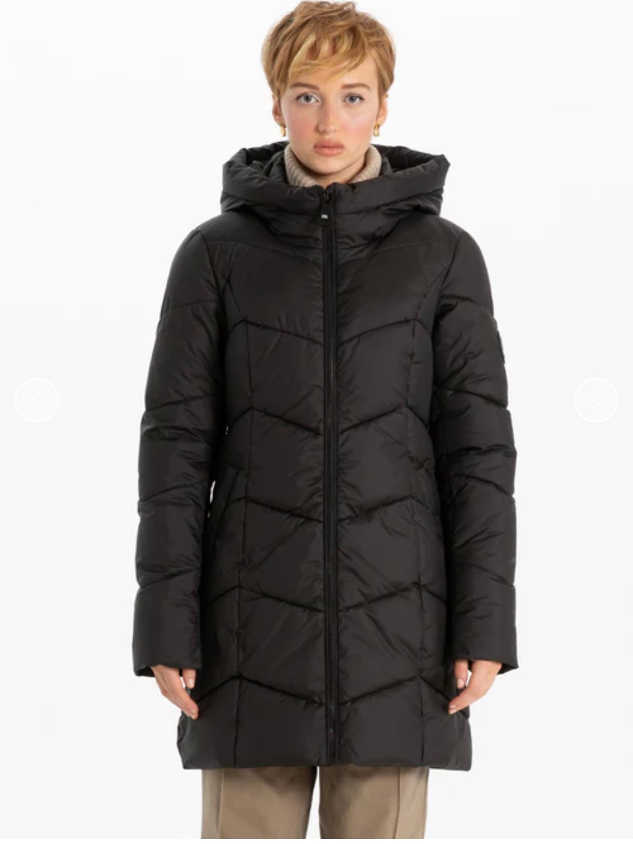 Point Zero Classic Long Puffer Jacket in Black