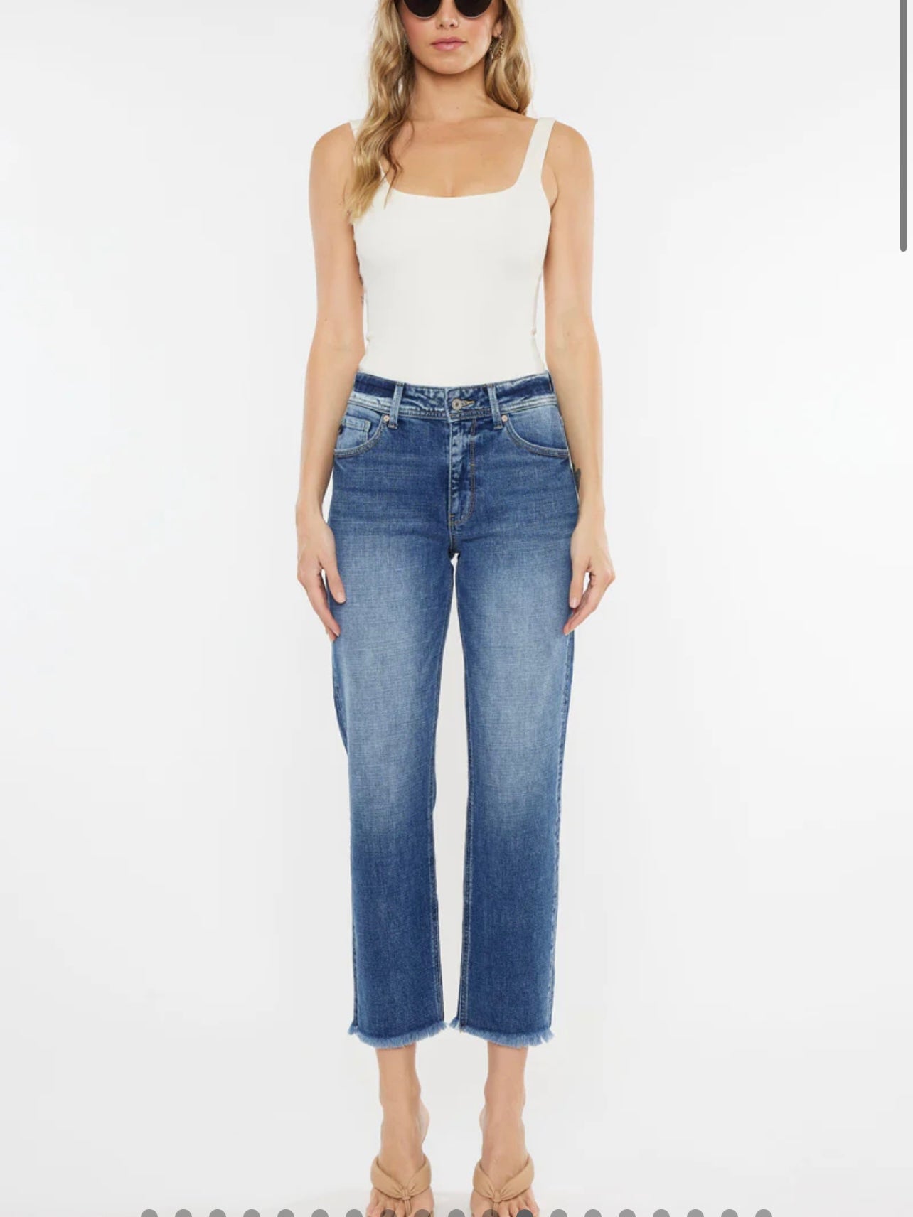 The Nancy High Rise Slim Straight Jeans in Medium Wash