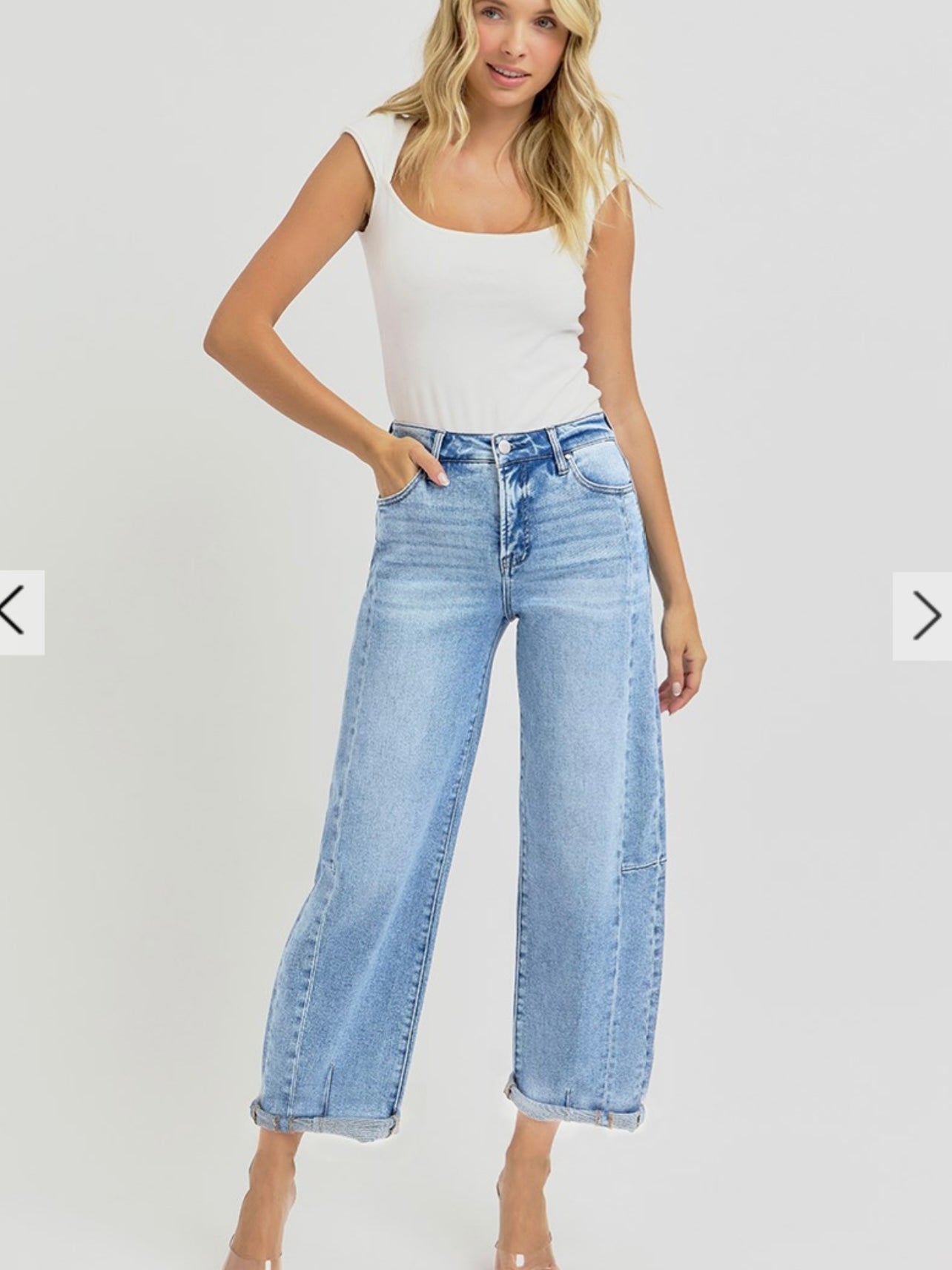 High Rise Barrel Jeans in Medium