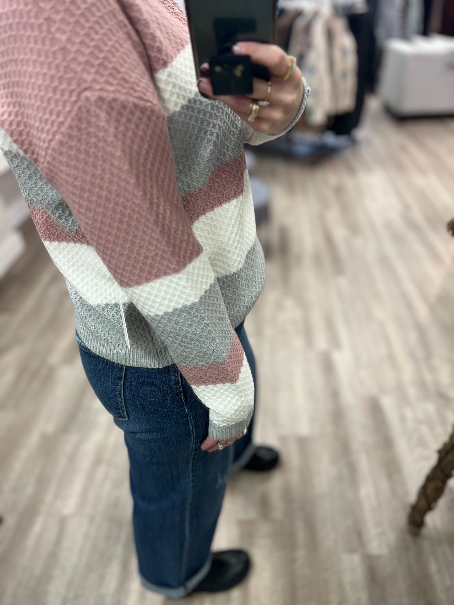 Pastel Colour Sweater in Grey, Pink and White