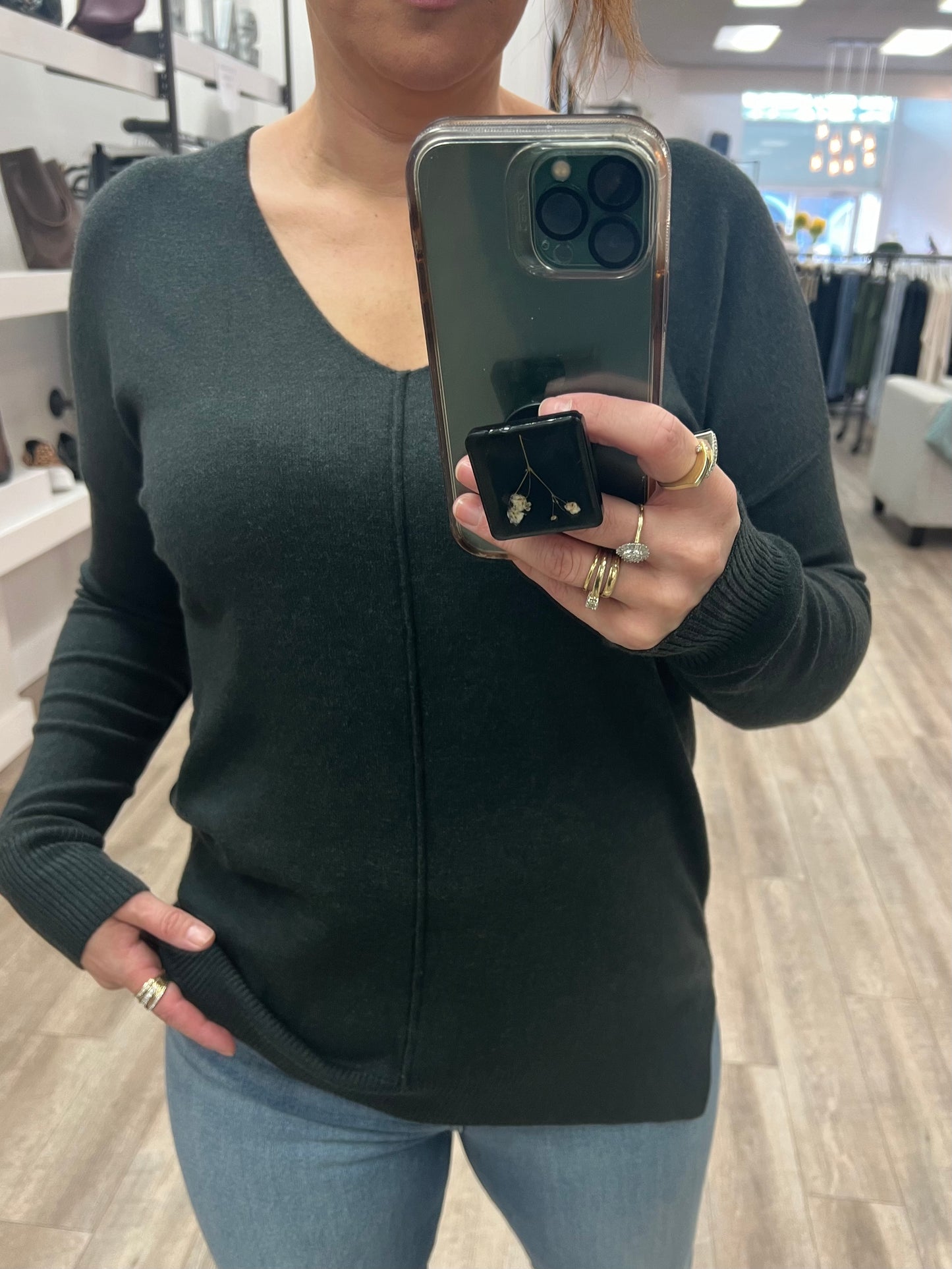 Holly Front Seam Sweater in Charcoal